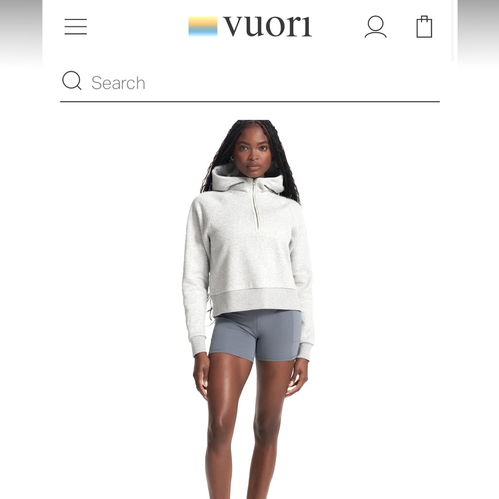 BNWT vuori restore half zip hoodie M grey
